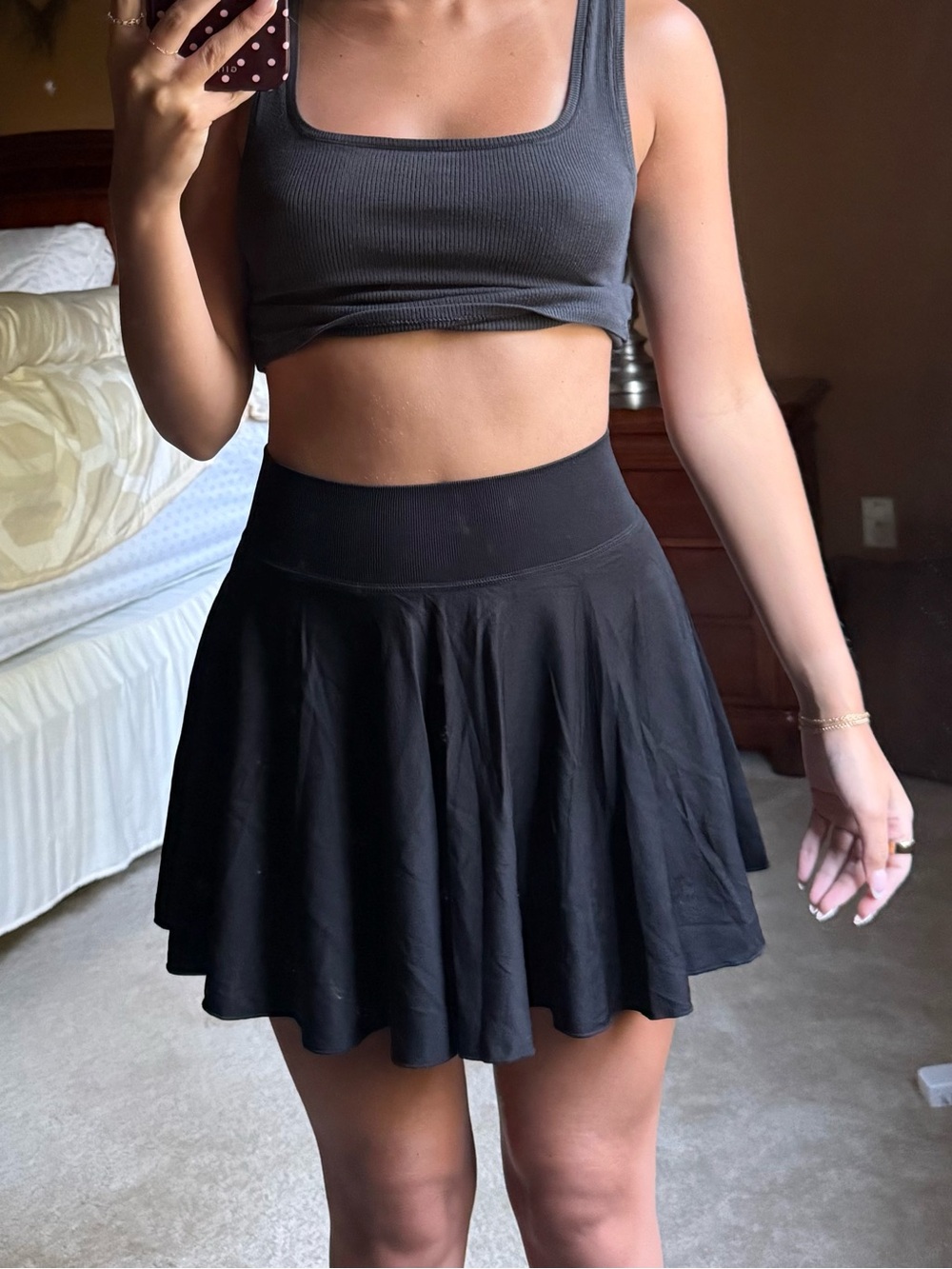 High-Rise Black Mini Skater Skirt